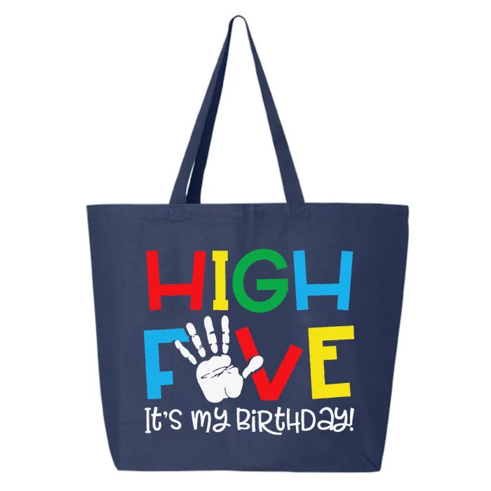 5yr 5th Birthday Funny High Five Its My Birthday 25L Jumbo Tote