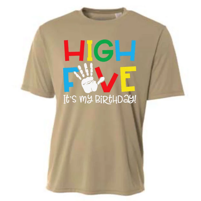 5yr 5th Birthday Funny High Five Its My Birthday Cooling Performance Crew T-Shirt