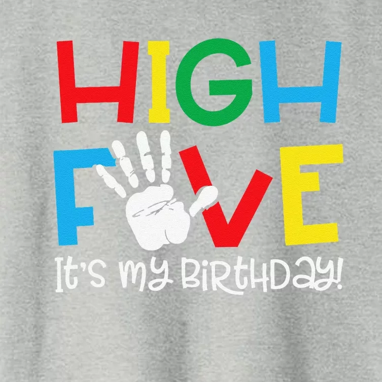 5yr 5th Birthday Funny High Five Its My Birthday Women's Crop Top Tee