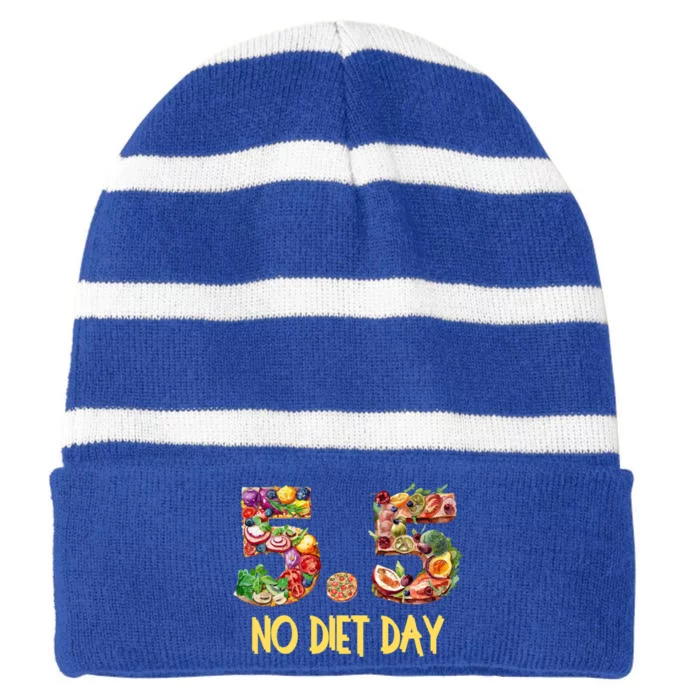 5 5 International No Diet Day Gift Striped Beanie with Solid Band