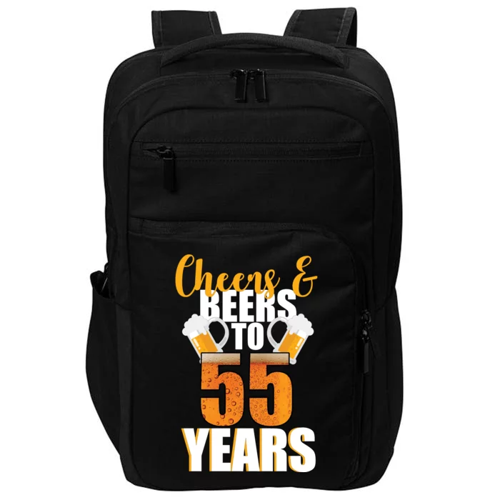 55th Birthday Cheers & Beers To 55 Years Impact Tech Backpack