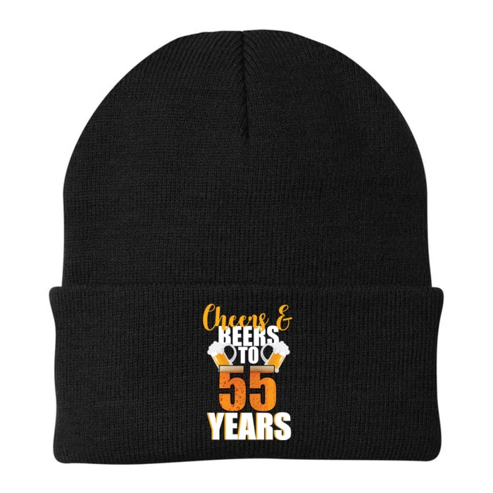 55th Birthday Cheers & Beers To 55 Years Knit Cap Winter Beanie