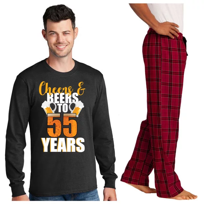 55th Birthday Cheers & Beers To 55 Years Long Sleeve Pajama Set