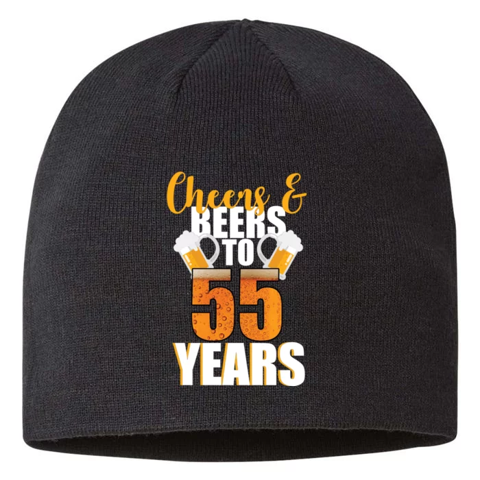 55th Birthday Cheers & Beers To 55 Years 8 1/2in Sustainable Knit Beanie