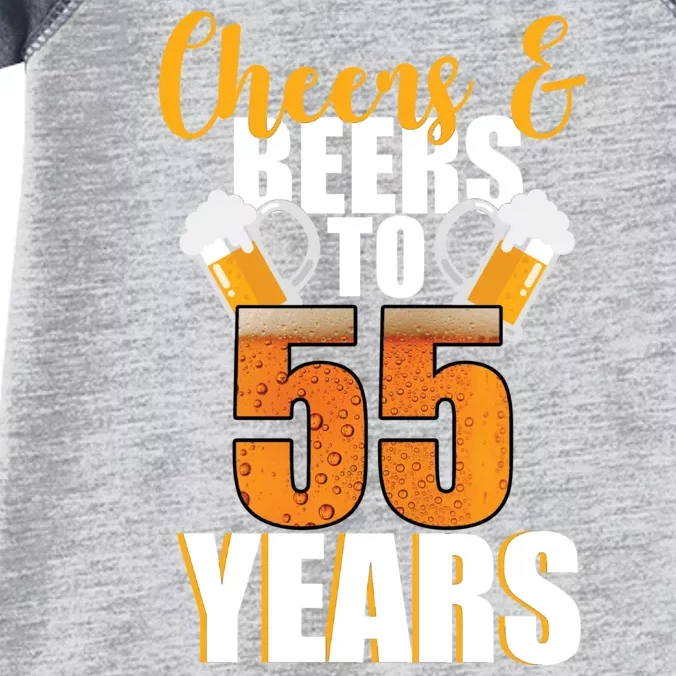 55th Birthday Cheers & Beers To 55 Years Infant Baby Jersey Bodysuit