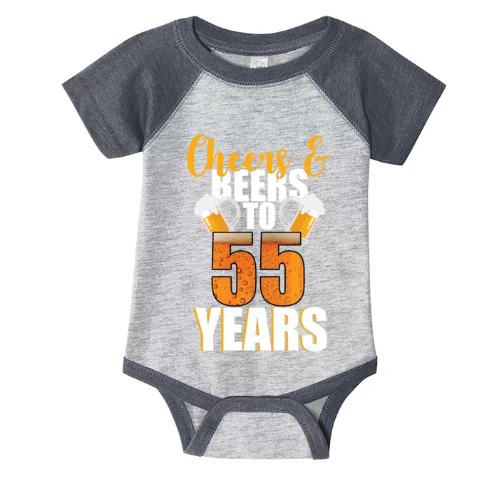 55th Birthday Cheers & Beers To 55 Years Infant Baby Jersey Bodysuit