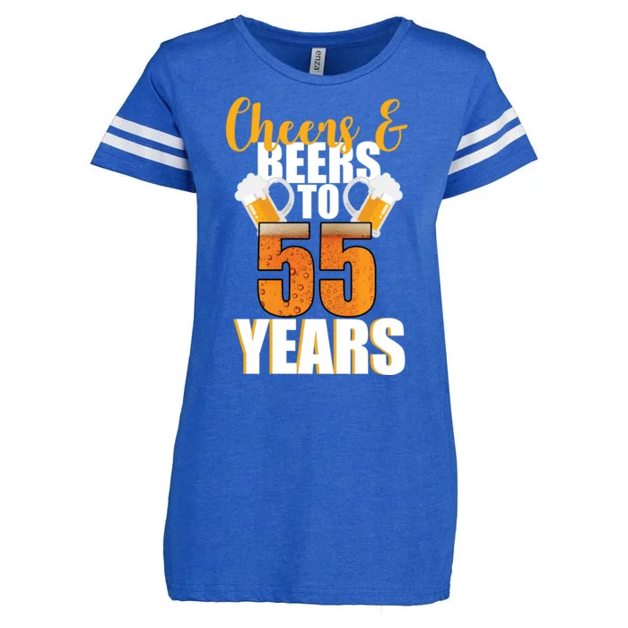 55th Birthday Cheers & Beers To 55 Years Enza Ladies Jersey Football T-Shirt