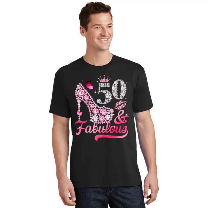 50 And Fabulous High Heel WoM.e.n.s 50th Birthday T-Shirt