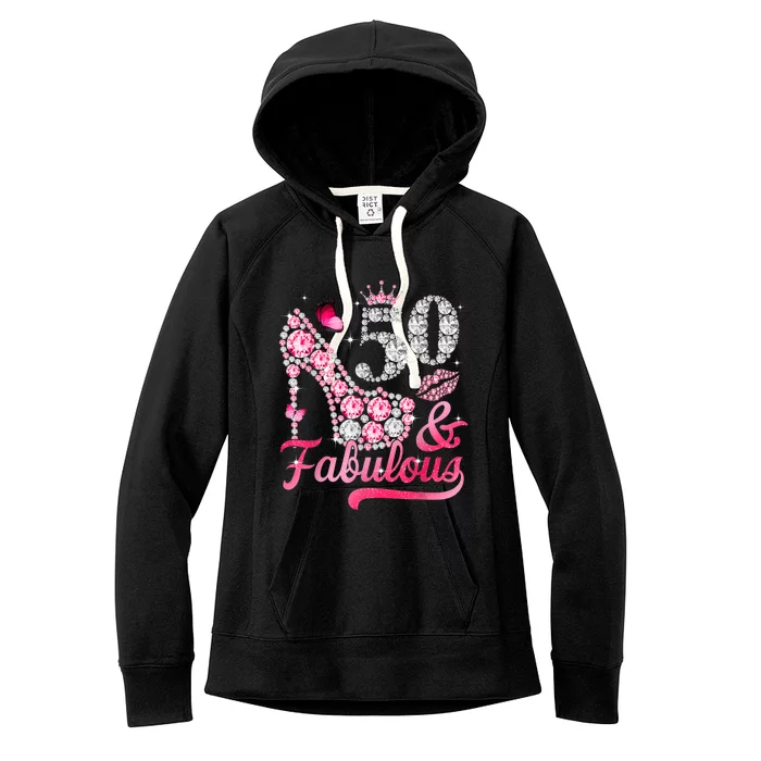 50 And Fabulous High Heel WoM.e.n.s 50th Birthday Women's Fleece Hoodie