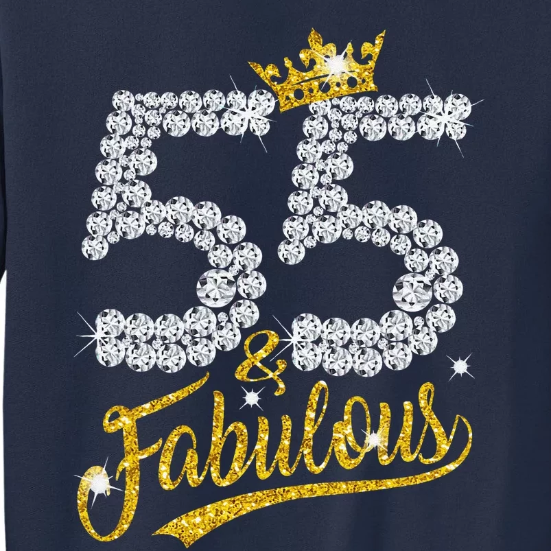 55 And Fabulous 55th Birthday Diamond Crown For Sweatshirt