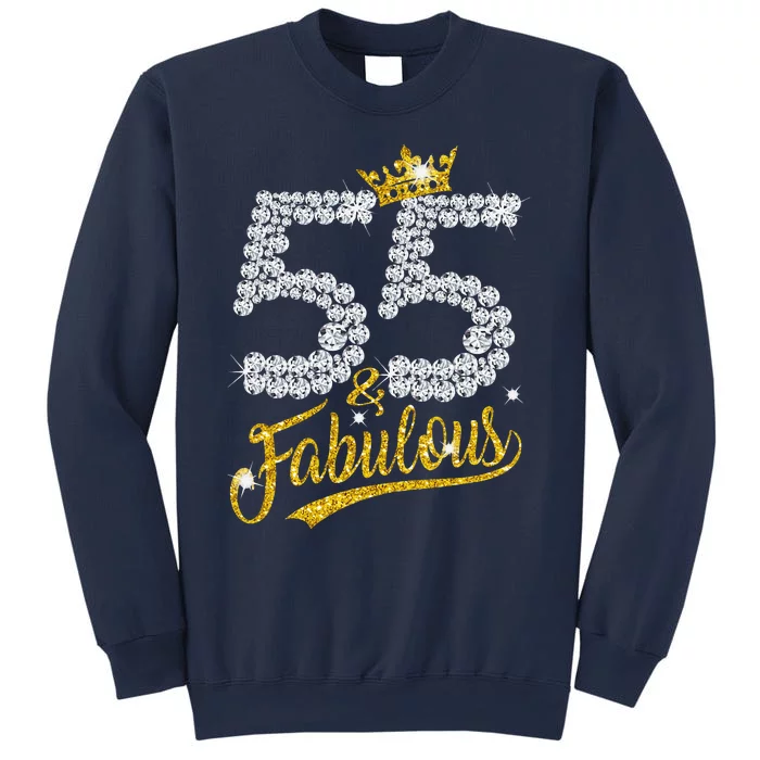 55 And Fabulous 55th Birthday Diamond Crown For Sweatshirt