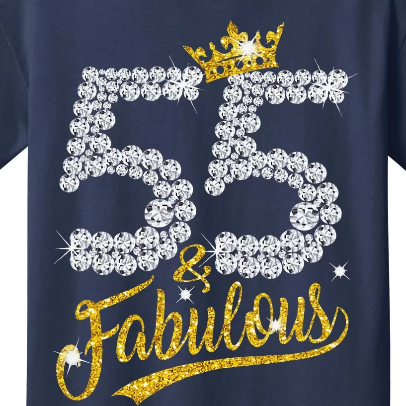 55 And Fabulous 55th Birthday Diamond Crown For Kids T-Shirt