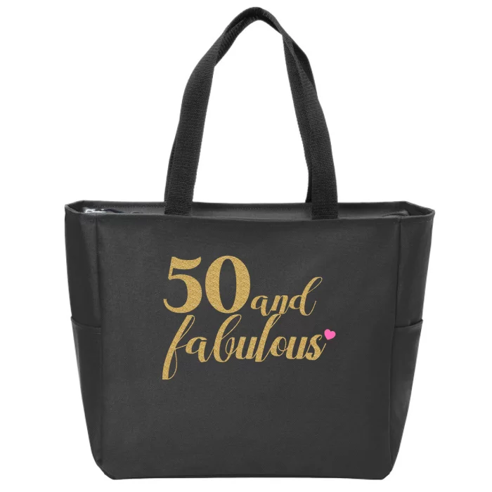 50 and Fabulous Long Sleeve Shirt - 50th Birthday, WoM.e.n.s Zip Tote Bag