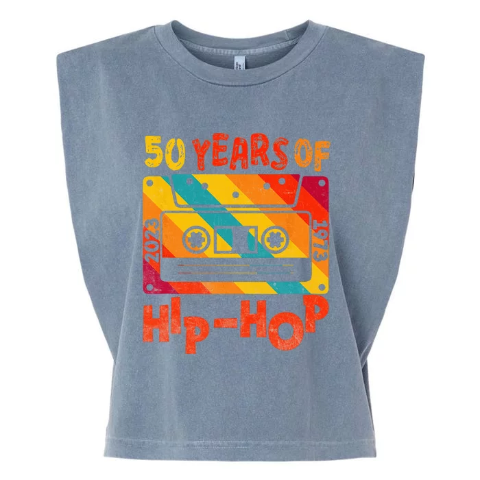 50th Anniversary Of Hip Hop 50 Years Of Hip Hop Old Music Garment-Dyed Women's Muscle Tee