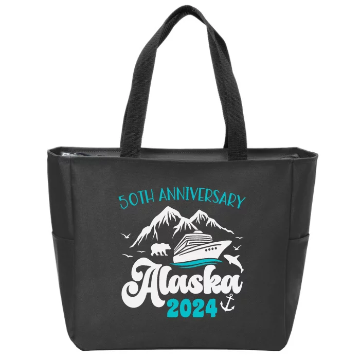 50th Anniversary Wedding Alaska Cruise 2024 Couple Vacation Zip Tote Bag