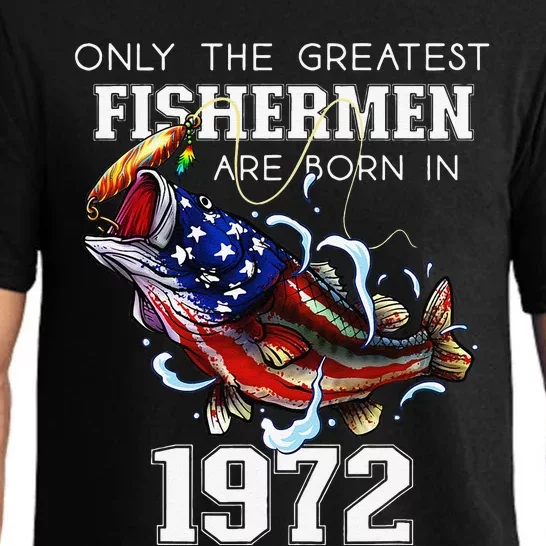 51st Birthday 1972 Fisherman Bass Fishing 51 Year Old Pajama Set