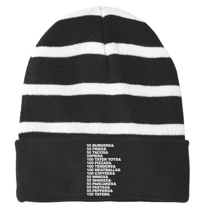 55 Burgers 55 Fries I Think You Should Leave Striped Beanie with Solid Band