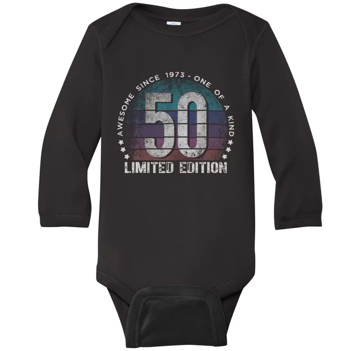 50th Birthday 50 Year Old Gifts Vintage 1973 Limited Edition Baby Long Sleeve Bodysuit