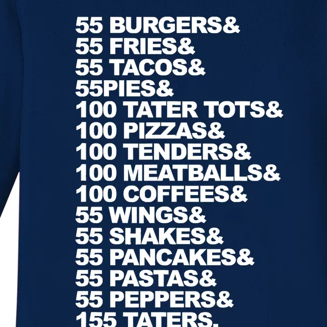 55 Burgers 55 Fries I Think You Should Leave Baby Long Sleeve Bodysuit