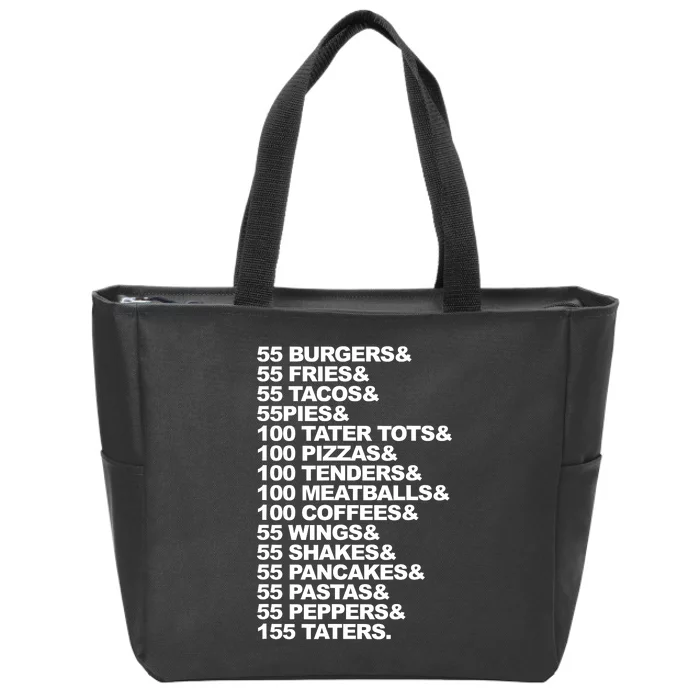 55 Burgers 55 Fries I Think You Should Leave Zip Tote Bag