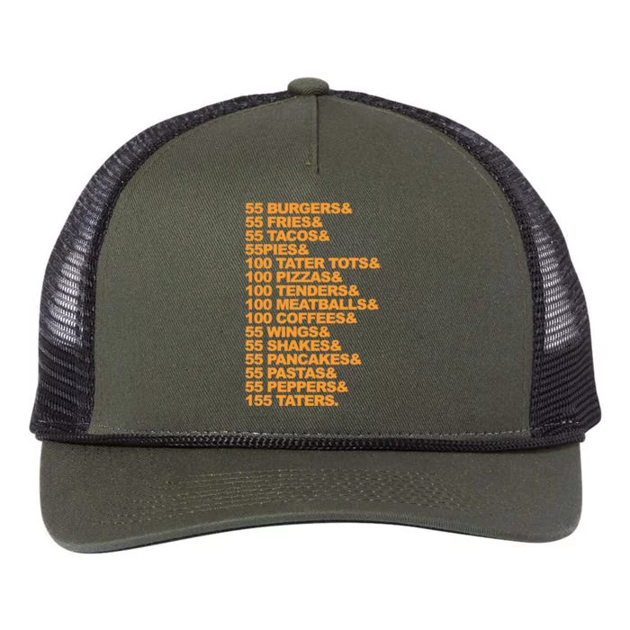 55 Burgers 55 Fries I Think You Should Leave Retro Rope Trucker Hat Cap