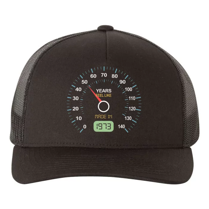 50th Birthday 50th Speedometer Born In 1973 Yupoong Adult 5-Panel Trucker Hat