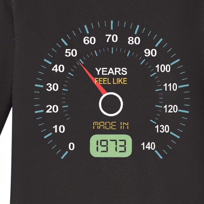 50th Birthday 50th Speedometer Born In 1973 Baby Long Sleeve Bodysuit