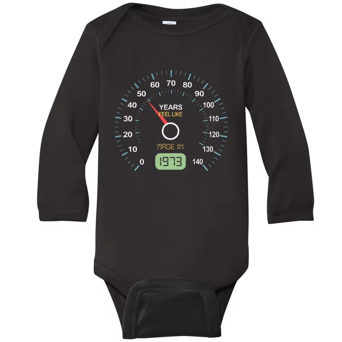 50th Birthday 50th Speedometer Born In 1973 Baby Long Sleeve Bodysuit