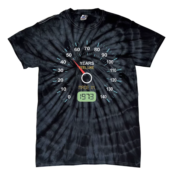 50th Birthday 50th Speedometer Born In 1973 Tie-Dye T-Shirt