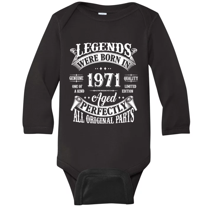 53rd Birthday 53 Years Old Vintage Legends Born In 1971 Baby Long Sleeve Bodysuit