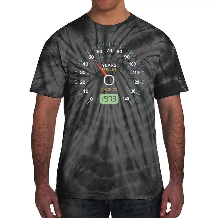 50th Birthday 50th Speedometer Born In 1973 Tie-Dye T-Shirt