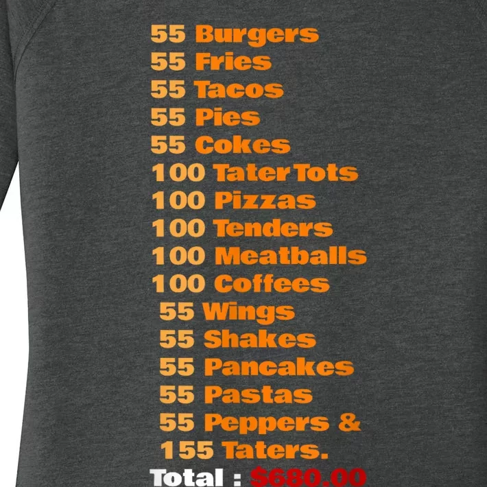 55 Burgers 55 Shakes 55 Fries Think You Should Leave Funny Women's Perfect Tri Tunic Long Sleeve Shirt