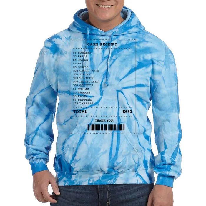 55 Burgers 55 Fries I Think You Should Leave Receipt Design Tie Dye Hoodie