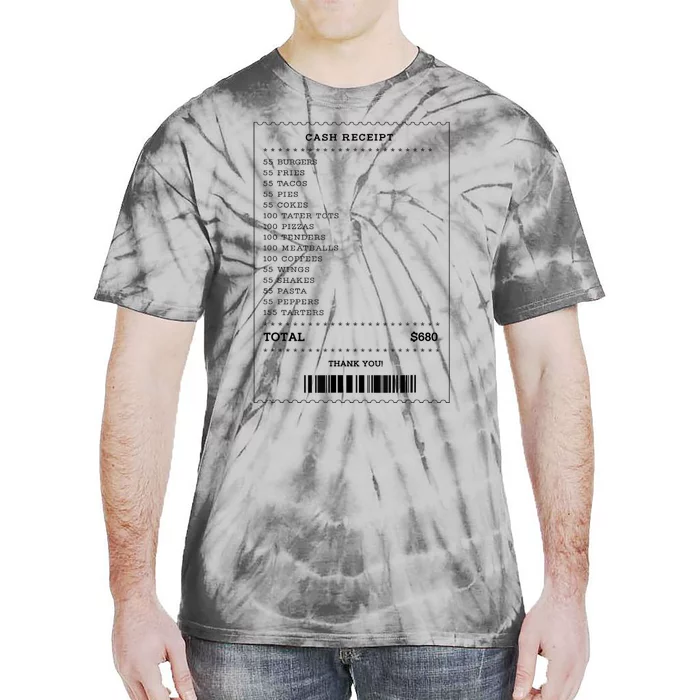 55 Burgers 55 Fries I Think You Should Leave Receipt Design Tie-Dye T-Shirt