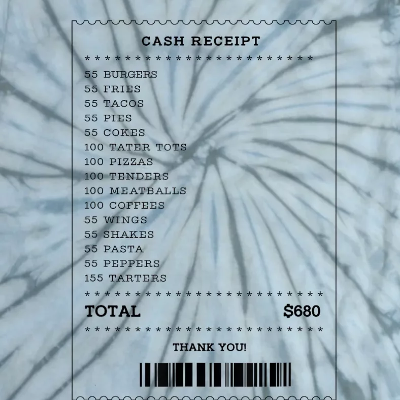 55 Burgers 55 Fries I Think You Should Leave Receipt Design Tie-Dye T-Shirt