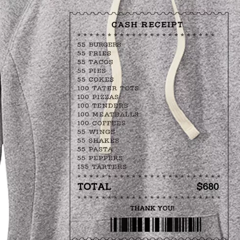 55 Burgers 55 Fries I Think You Should Leave Receipt Design Women's Fleece Hoodie