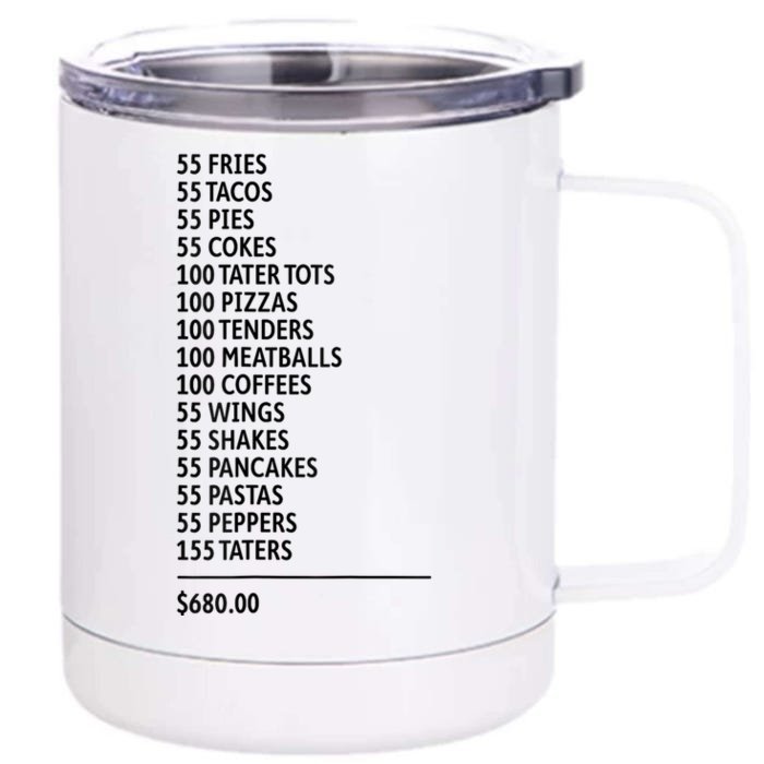 55 Burgers 55 Fries Front & Back 12oz Stainless Steel Tumbler Cup