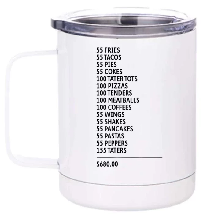 55 Burgers 55 Fries Front & Back 12oz Stainless Steel Tumbler Cup