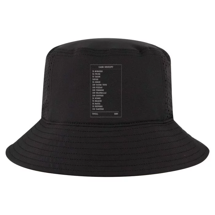 55 Burgers 55 Fries I Think You Should Leave Receipt Design Cool Comfort Performance Bucket Hat