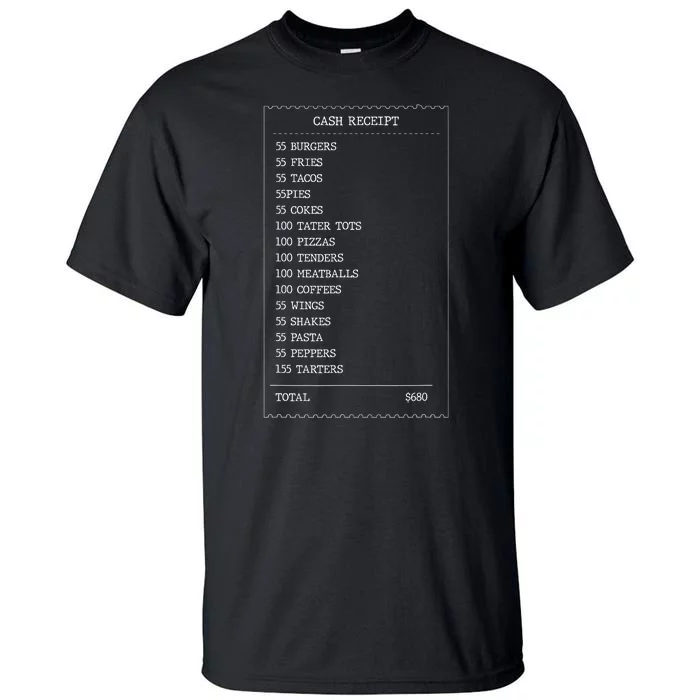 55 Burgers 55 Fries I Think You Should Leave Receipt Design Tall T-Shirt