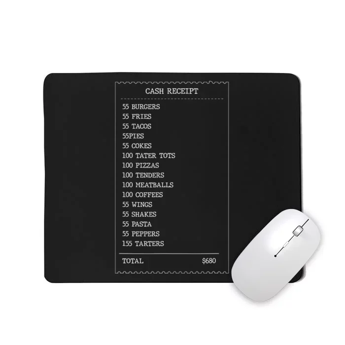 55 Burgers 55 Fries I Think You Should Leave Receipt Design Mousepad