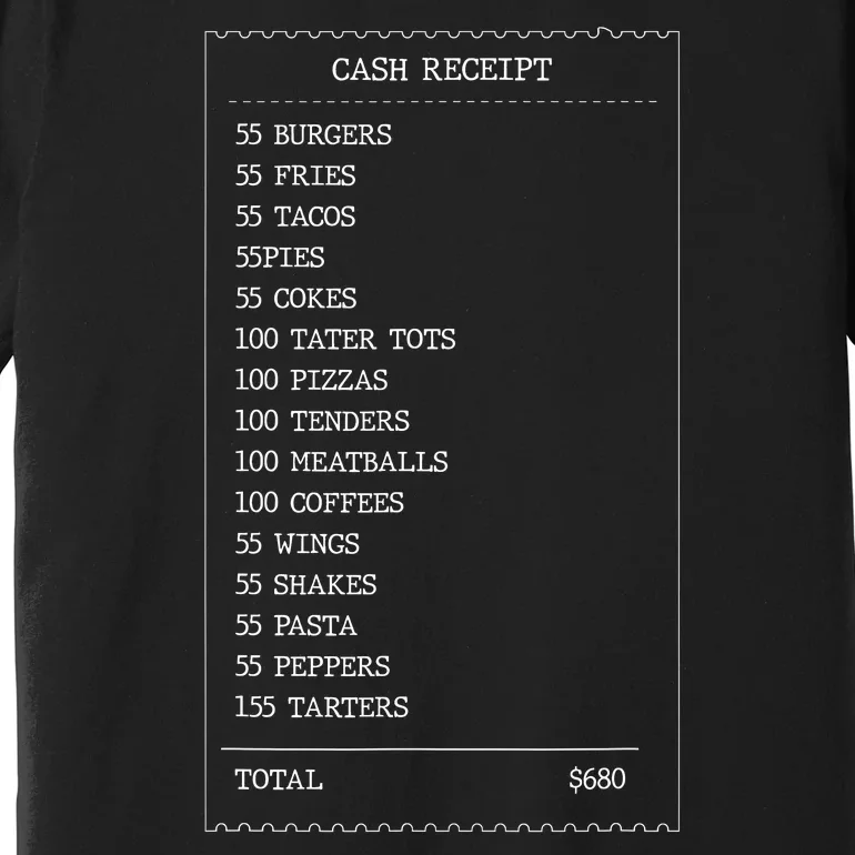 55 Burgers 55 Fries I Think You Should Leave Receipt Design Premium T-Shirt