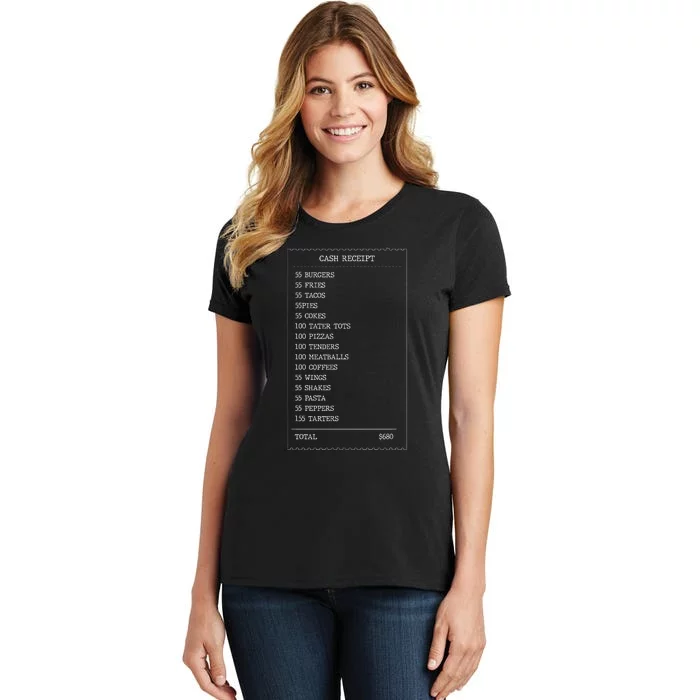 55 Burgers 55 Fries I Think You Should Leave Receipt Design Women's T-Shirt