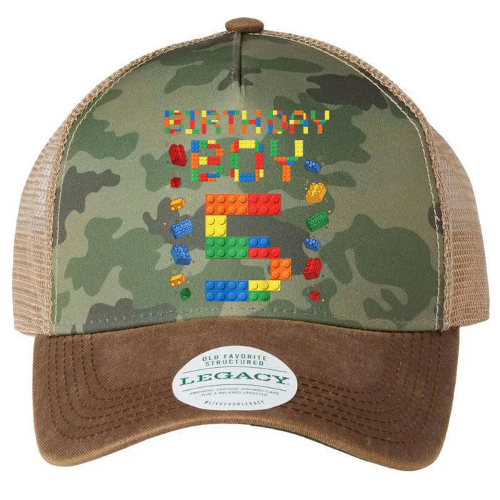 5th Birthday 5 Years Old Block Building Gift Legacy Tie Dye Trucker Hat