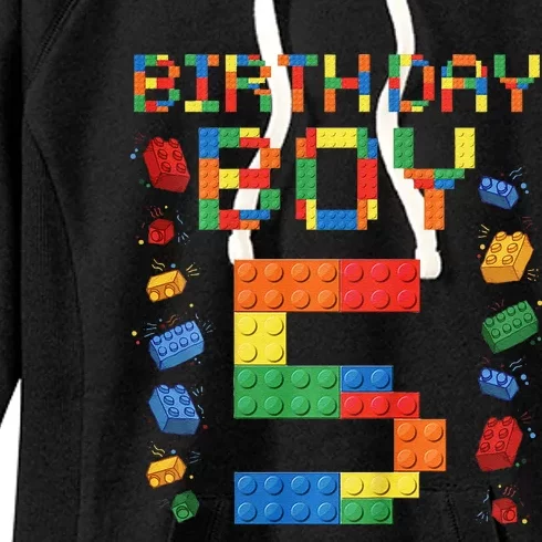 5th Birthday 5 Years Old Block Building Gift Women's Fleece Hoodie