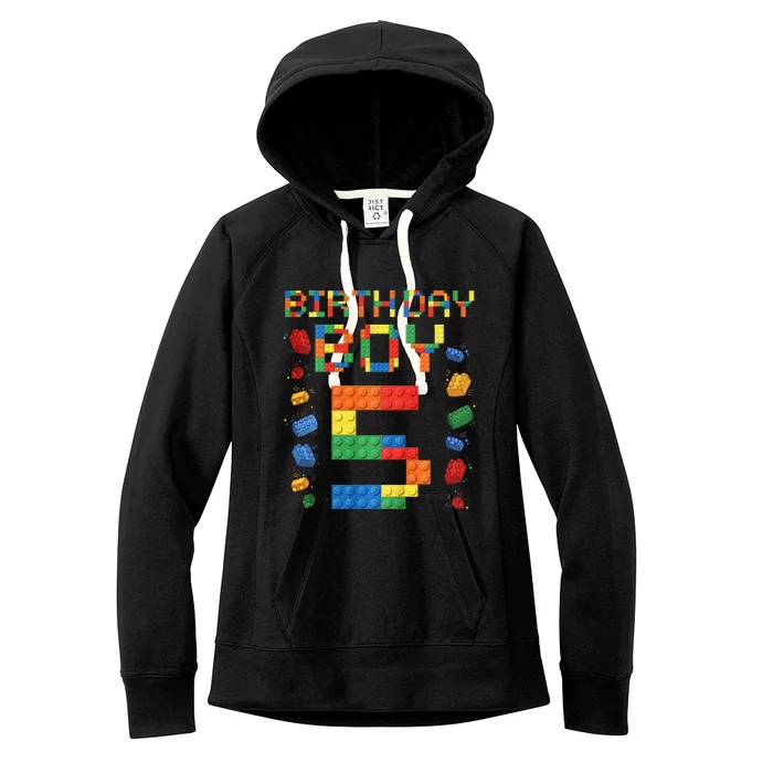 5th Birthday 5 Years Old Block Building Gift Women's Fleece Hoodie