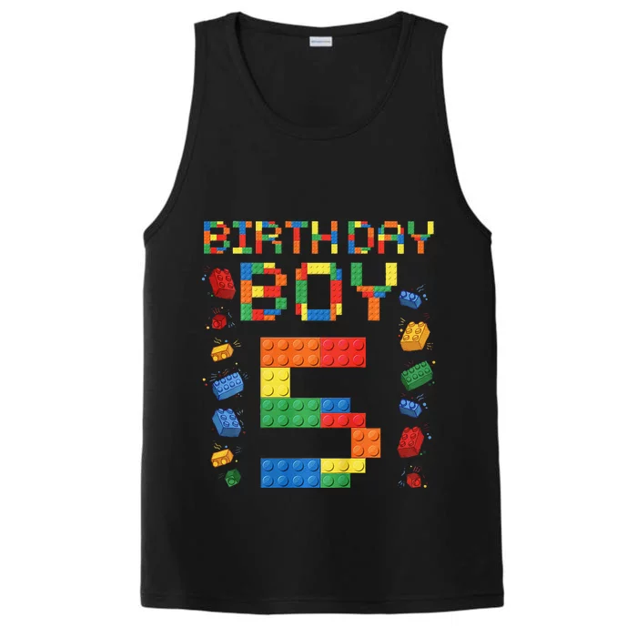 5th Birthday 5 Years Old Block Building Gift Performance Tank