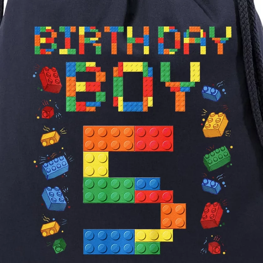 5th Birthday 5 Years Old Block Building Gift Drawstring Bag