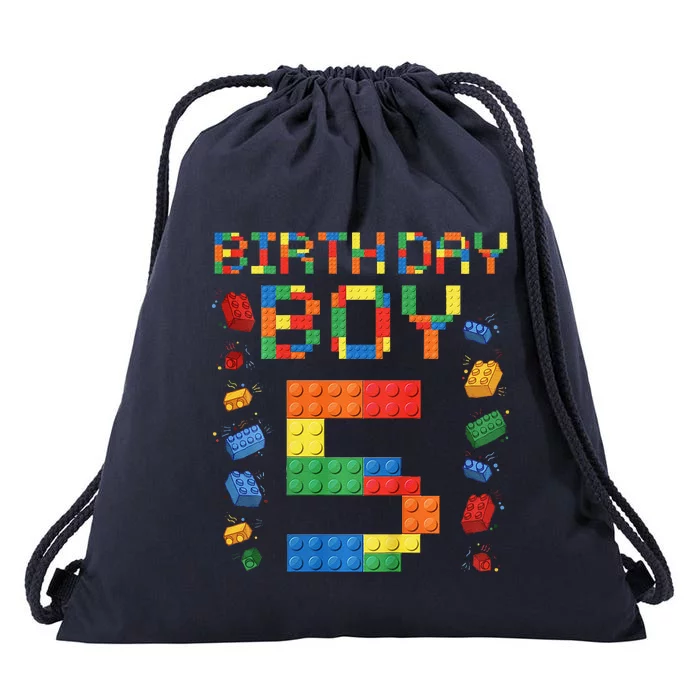 5th Birthday 5 Years Old Block Building Gift Drawstring Bag