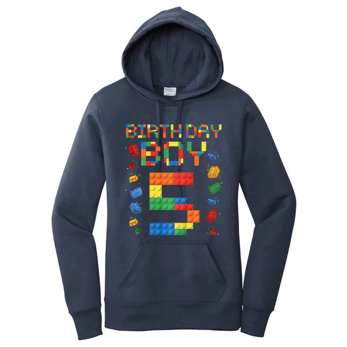 5th Birthday 5 Years Old Block Building Gift Women's Pullover Hoodie